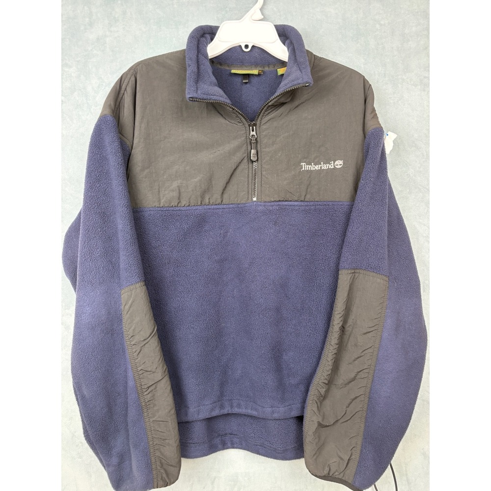 Timberland Weathergear Mens XL Fleece Quarter Zip Pullover Blue Grey FA 00/1578